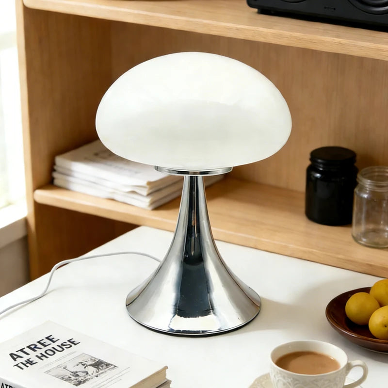 Bauhaus Mid-Century Ins Cream Style Table Lamp Nordic Designer Version French Apple Mushroom Glass Light High-End Light Luxury