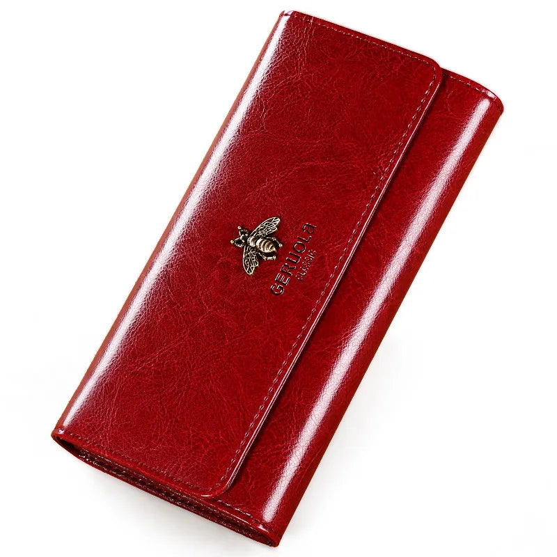 Long Genuine Leather Wallet for Women Multi-Card Holder Handbag Simple Versatile Mobile Phone Bag Inteated Money Clip Handbag