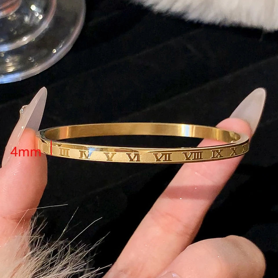 5/1pcs Sparkling Zirconia Inlaid Stainless Steel Bracelet Set for Women Stackable Bangles Fashion Non Fading Jewelry Gift