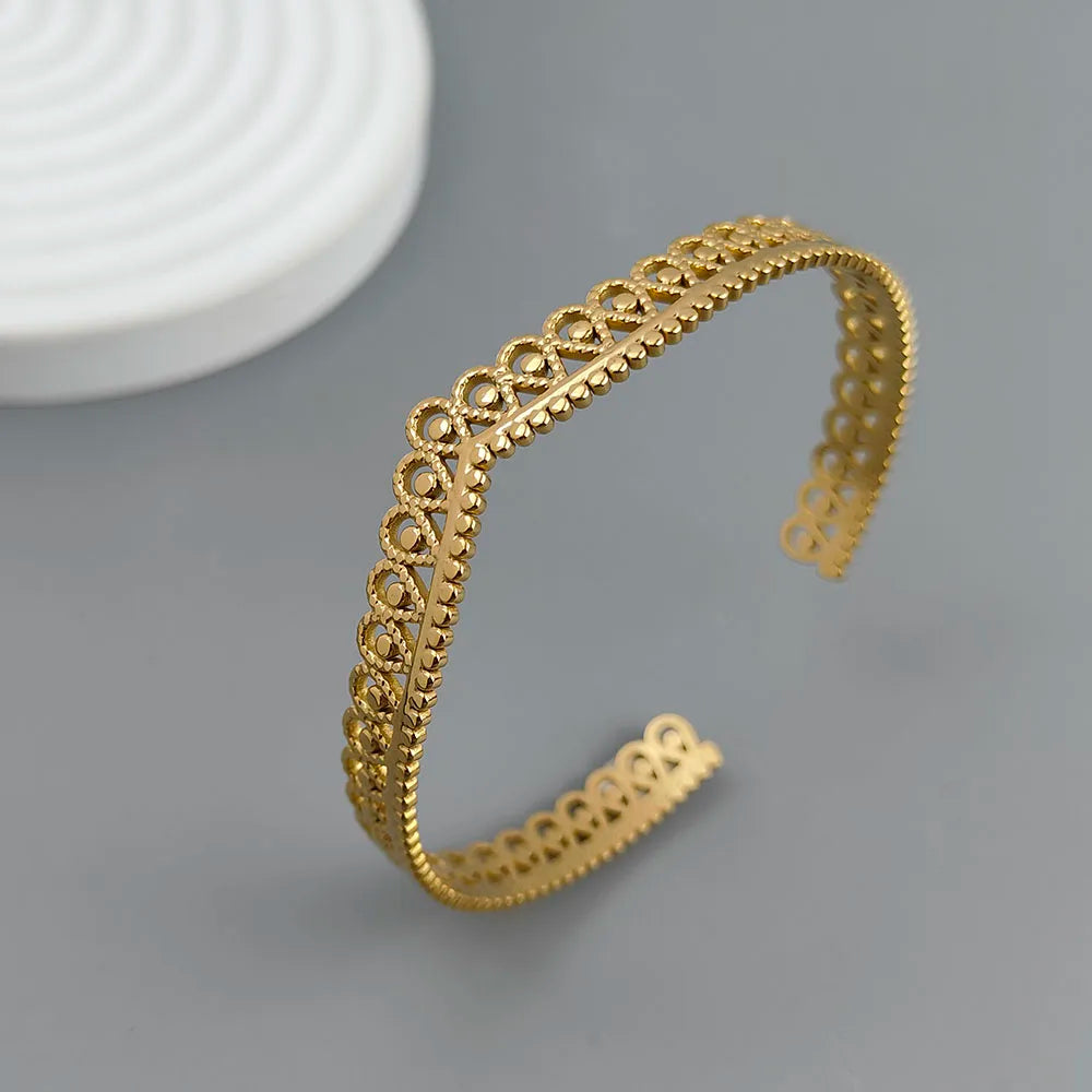 New crown shape stainless steel gold plated 18K bracelet, high quality waterproof silver jewelry, couple gift