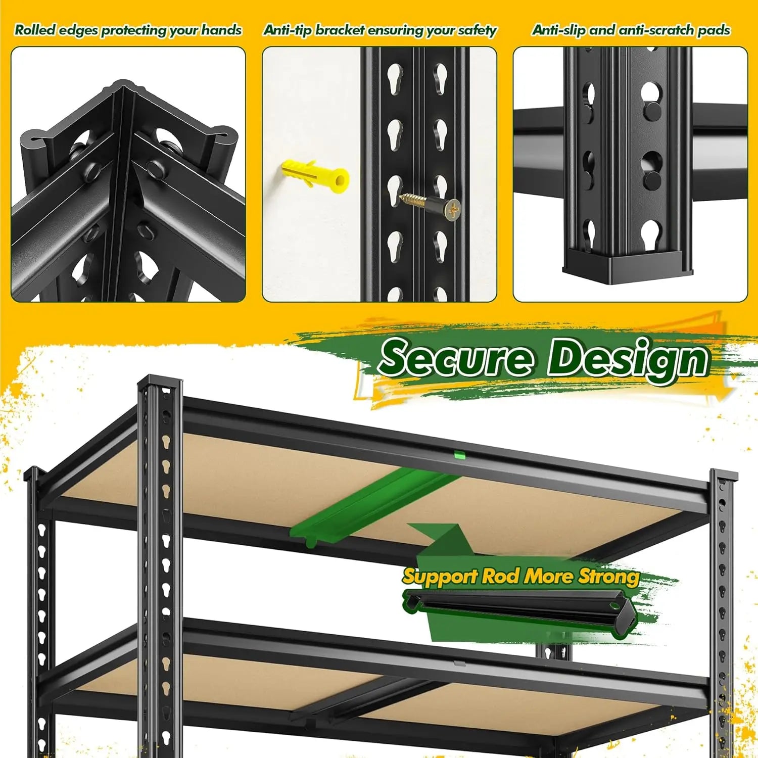 5-Tier Adjustable Metal Shelving 72.1" H 2030LBS Capacity Garage Storage Shelves Customized Organization for Tools And Supplies