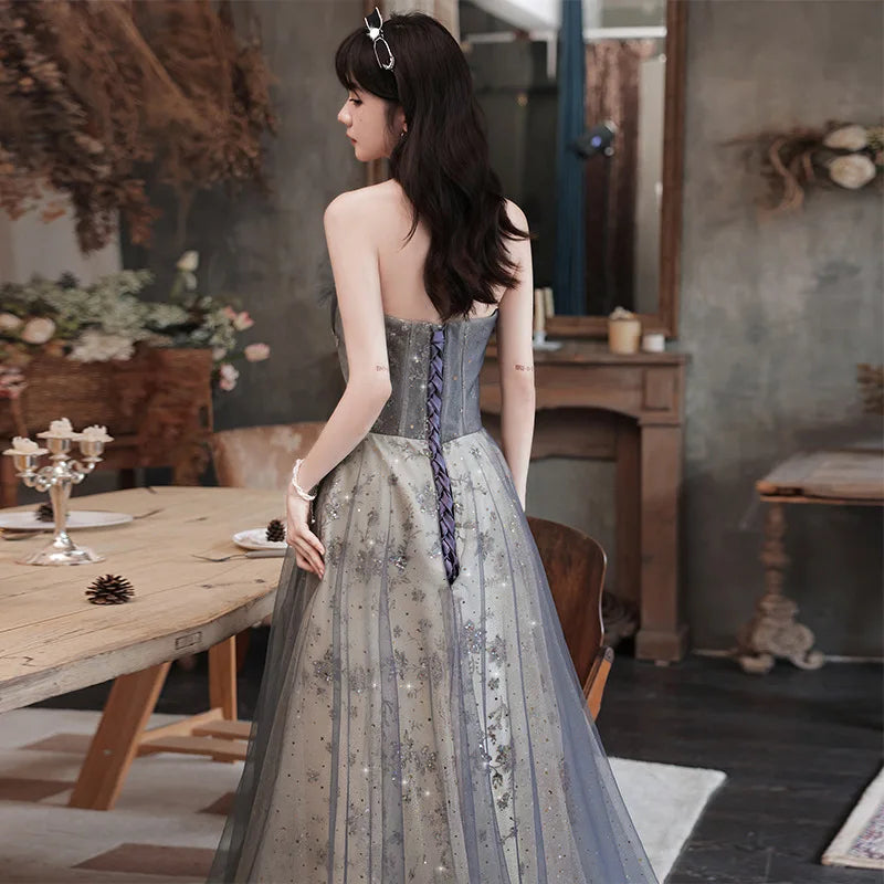 2026 New Women's New Evening Dress, Fashionable Banquet Style, French Niche High Quality Strapless Fairy Style Puff Skirt