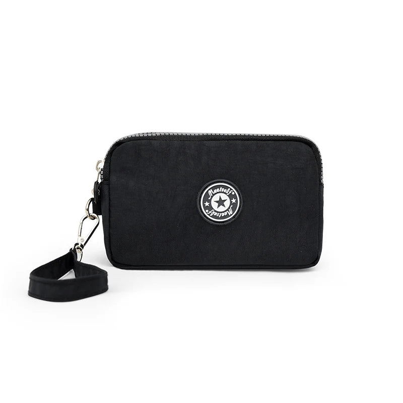 Three-layer Zipper Short Mobile Phone Bag Fashion Hand Makeup WOMEN'S Bag Portable Change Waterproof Multi-layer Pocket Bag