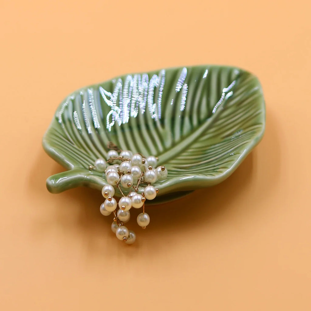 1Pcs Leaf-Shaped Jewelry Organizer Tray for Rings, Earrings, Bracelets & Keys‌ Storage Tray