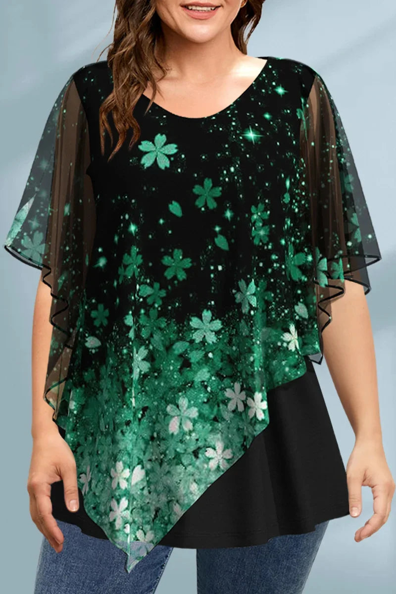 Women's Plus Size Floral Chiffon Blouse