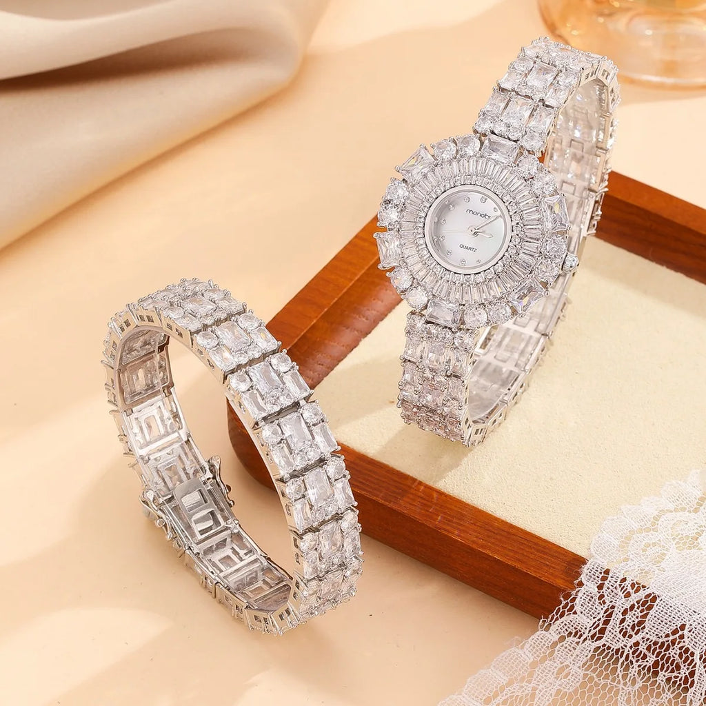 Fashion Temperament High Quality Lady Bracelet Bangle Watch Set For Women Party Evening Daily Dress Jewelly Gift