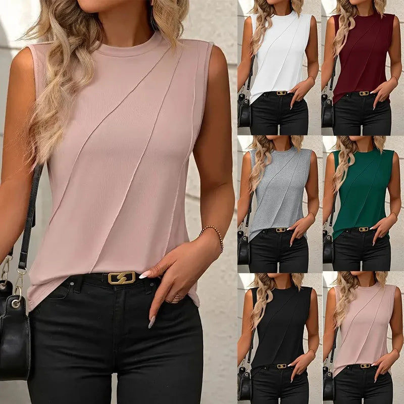 Minimalist O-Neck Sleeveless Summer Tank Top