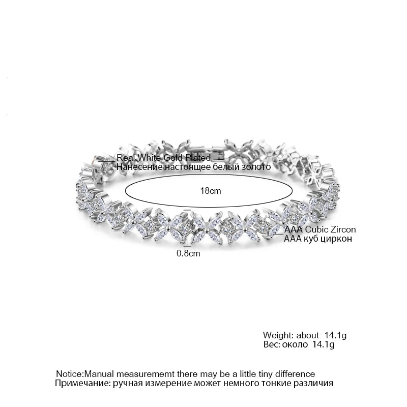 ZAKOL High Quality AAA Cubic Zirconia Tennis Bracelet Shiny Crystal Zircon Charm Bracelets Bridesmaid Jewelry Gift