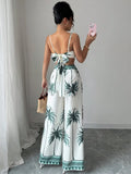 Women's Tropical Palm Print Two Piece Set