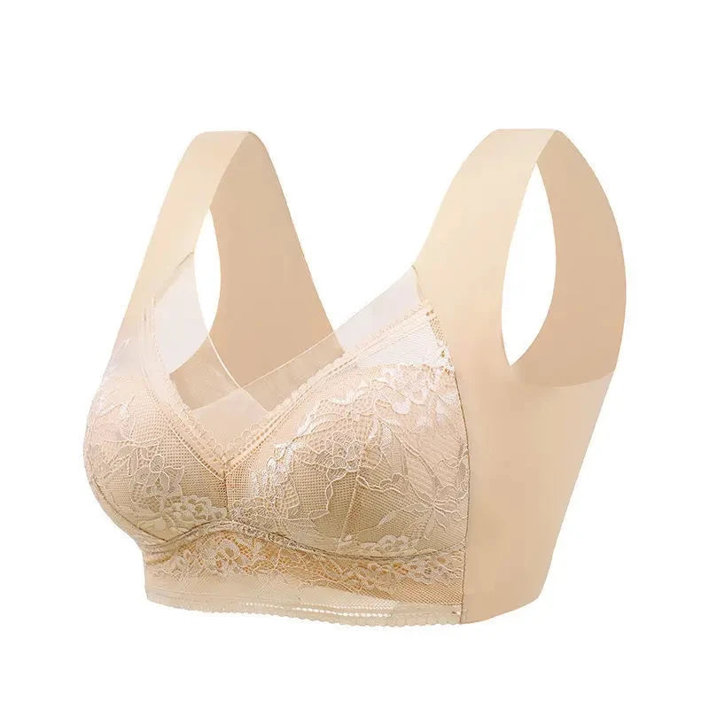 FallSweet Seamless Ice Silk Push Up Bra for Women Wireless Lace Bralette Plus Size Brassiere Summer Comfort Underwear Lingerie