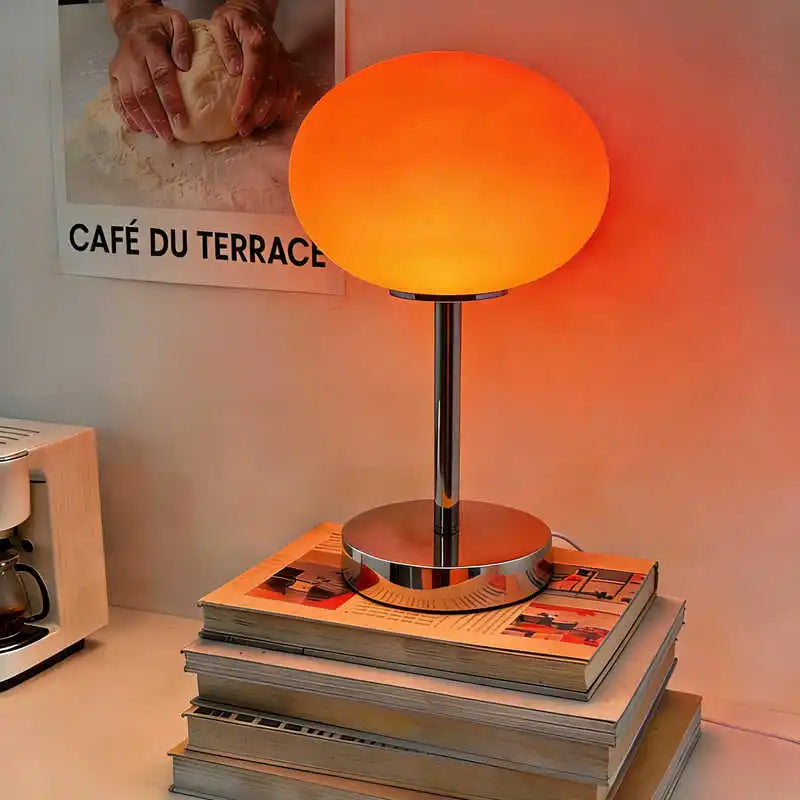 Girl's Pink Glass Table Lamp High-End Designer Influencer's Same Style Light,Warm Ambient Decorative Lamp for Study Room Bedroom