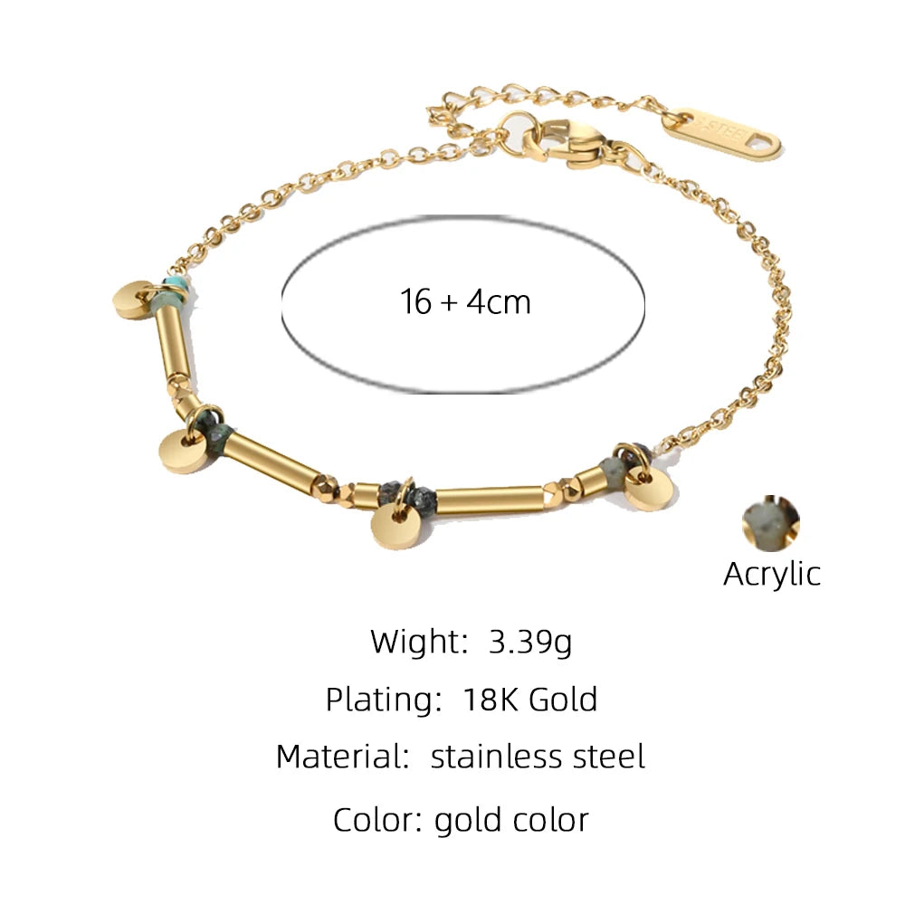 YACHAN 18K Gold PVD Plated Stainless Steel Chain Bracelets for Women Charm African Turquoise Natural Stone Trendy Jewelry Gift