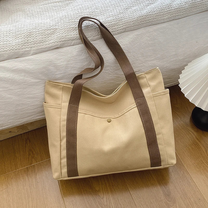 Homefish Capacity Canvas Tote Bags for Work Commuting Carrying Bag College Style Student Outfit Book Shoulder Bag Shopping Bag