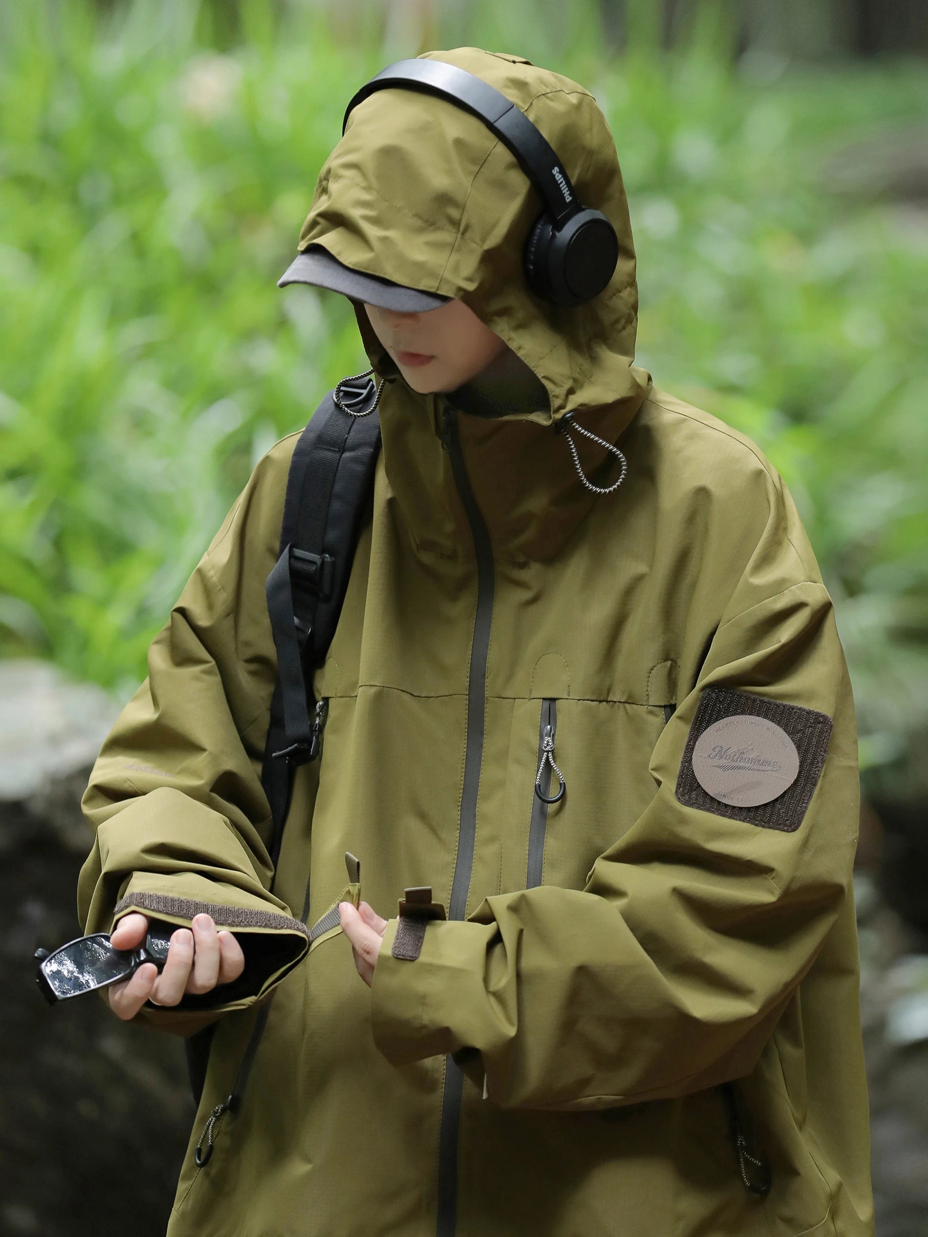 Outdoor Men's Jaet Hooded Workwear Coat Spring Autumn Loose Fit Zipper Decorated Mountain Series Anti-Wrinkle Regular Sve