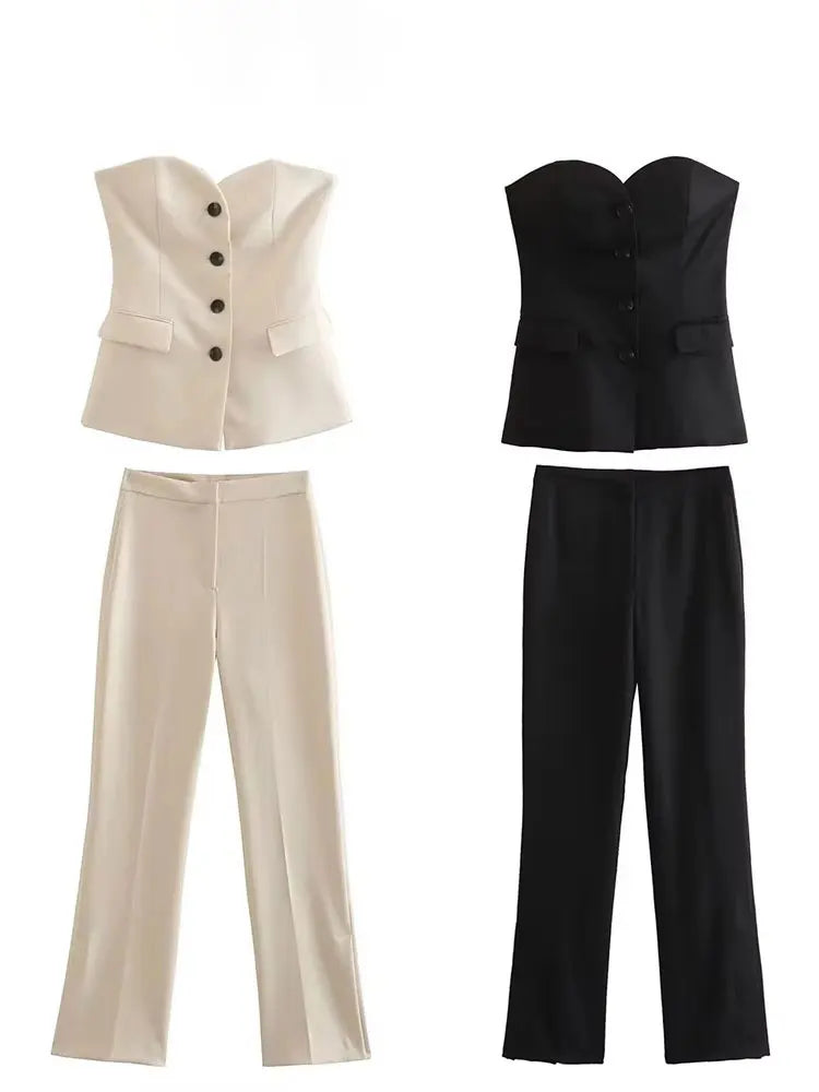 Women's Strapless Pant Suit Set