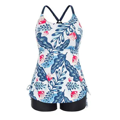 Plus Size Women’s High Waist Tankini Swimwear Set With Padded Top