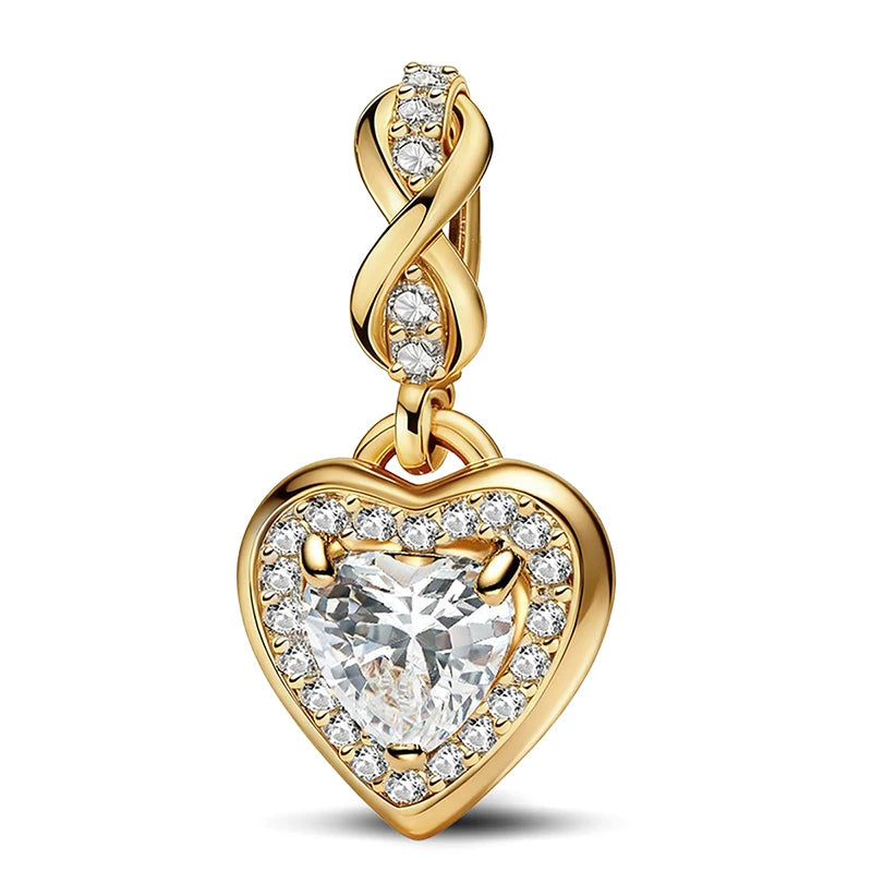 925 Silver Plated Cute Love Heart Firefly Golden Series Charms Bead Diy Bracelet Necklace Making Gift Of High Quality Jewelry