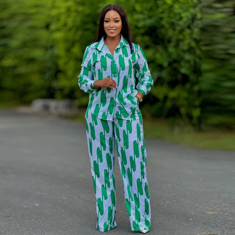 Women's Striped Long Sleeve Two Piece Set