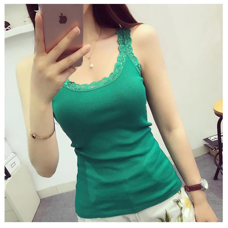 Women's Sleeveless Casual Lace Tank Top