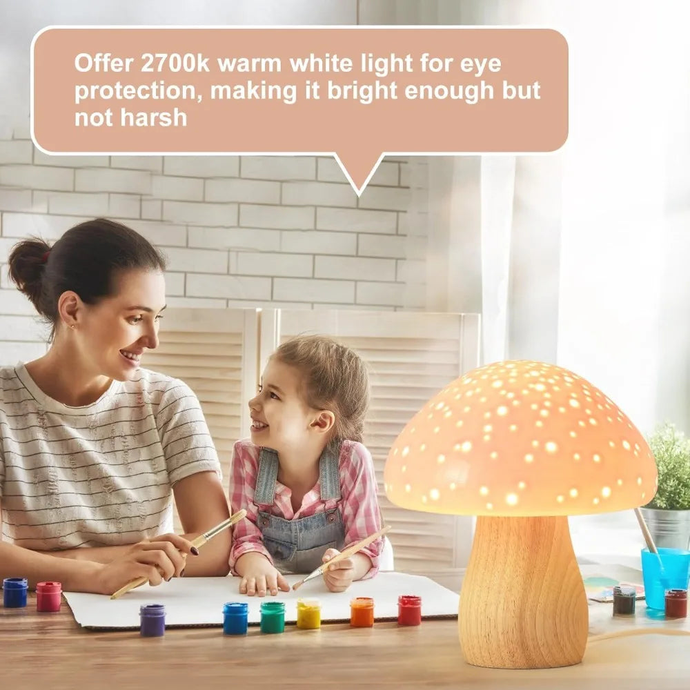Cute Mushroom Ceramic Bedside Lamp