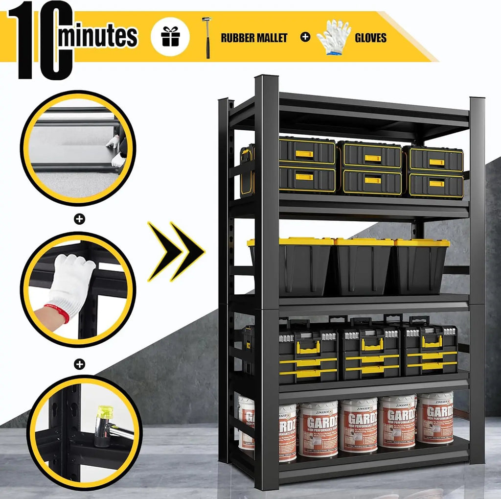 Heavy Duty Garage Shelving 72 Inch 5 Tier 2500lbs Capacity Adjustable Commercial Storage with Customization Options