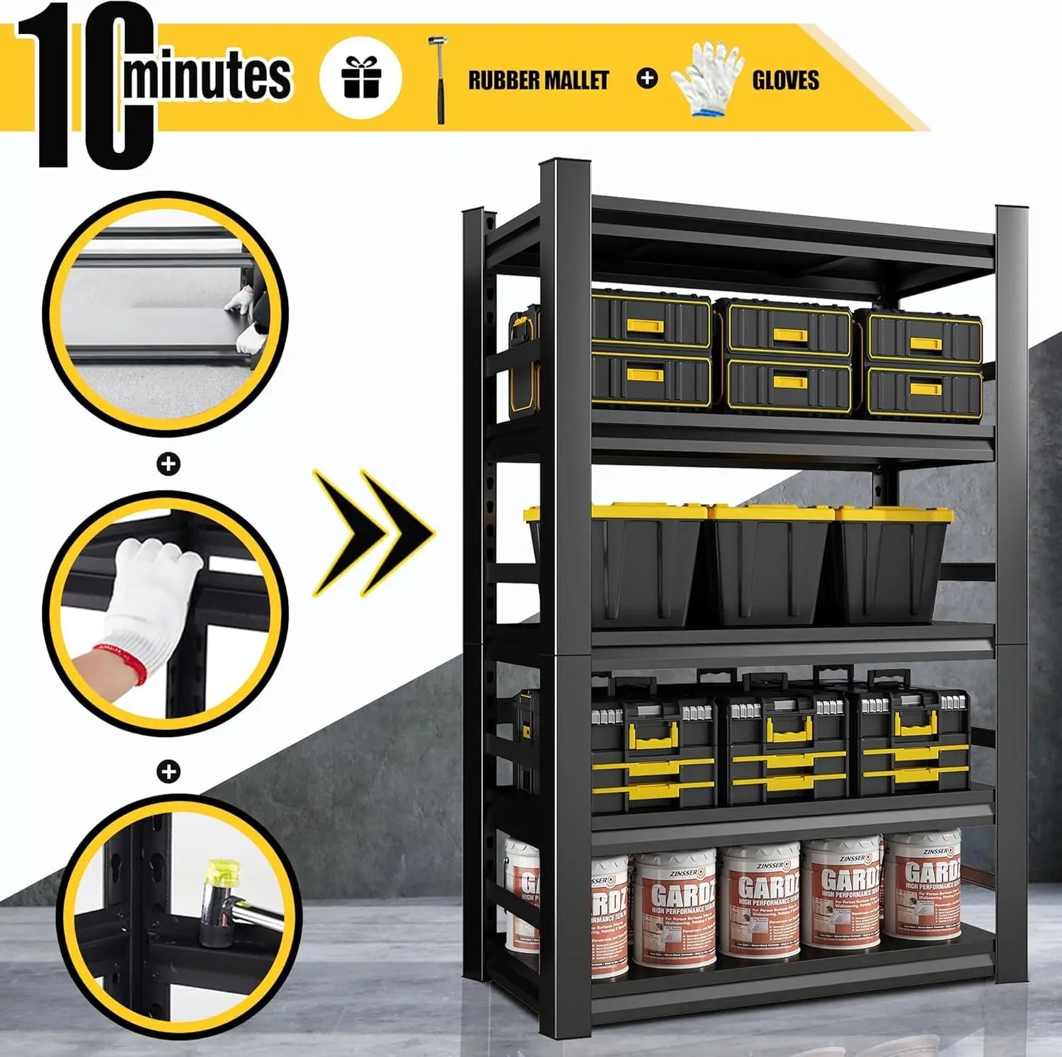 Heavy Duty Garage Shelving 72 Inch 5 Tier 2500lbs Capacity Adjustable Commercial Storage with Customization Options