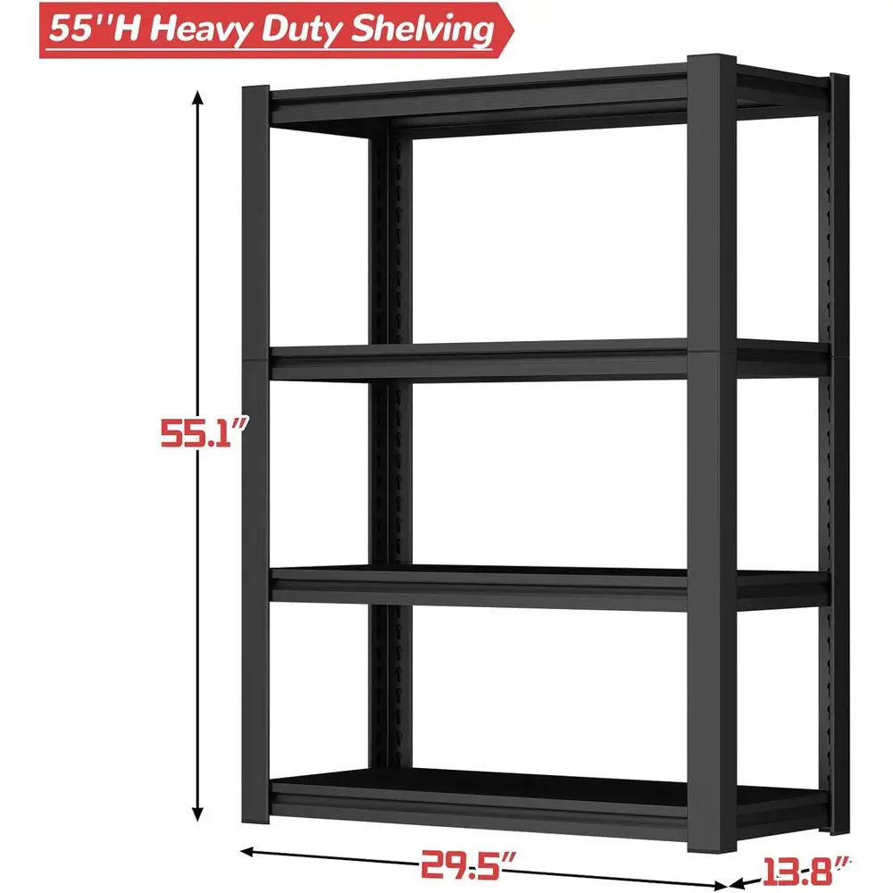 4-Shelf Heavy-Duty Metal Storage Rack, Holds 3000 lbs, 55.1x29.5x13.8 for Basement and Garage Organization