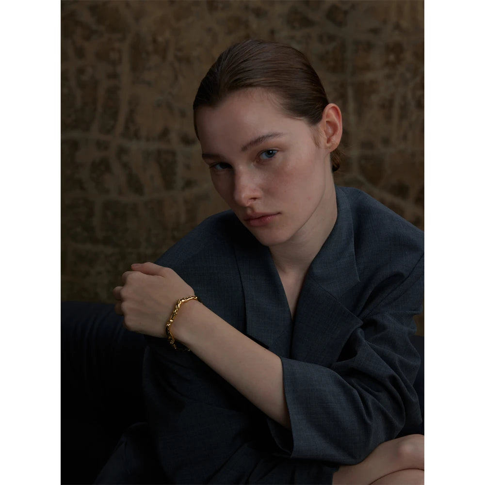 Yhpup 64mm Minimalist Stainless Steel Metal Hammer Cuff Wrist Bracelet Bangle High Quality Rust Proof Personalized Jewelry Gift