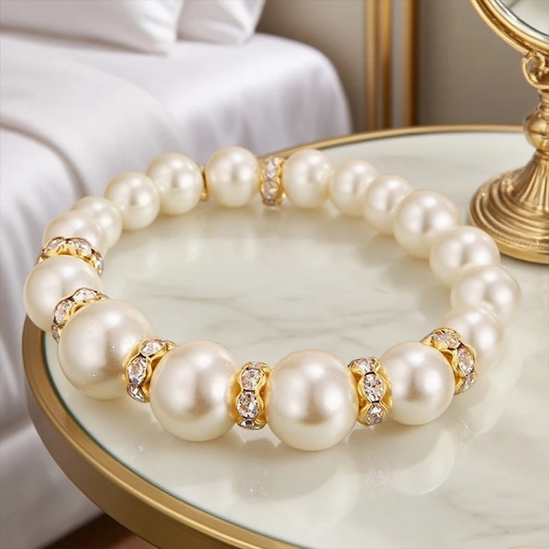 3in1 Set Elegant Simulated Pearl Necklace Earrings Bracelet Long Necklace Women Bridal Wedding Jewelry Gift