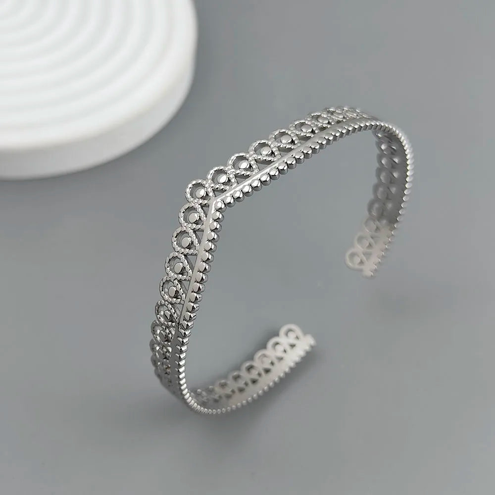 New crown shape stainless steel gold plated 18K bracelet, high quality waterproof silver jewelry, couple gift