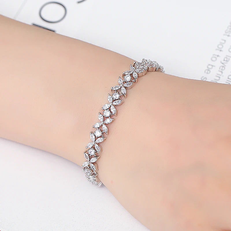 ZAKOL High Quality AAA Cubic Zirconia Tennis Bracelet Shiny Crystal Zircon Charm Bracelets Bridesmaid Jewelry Gift