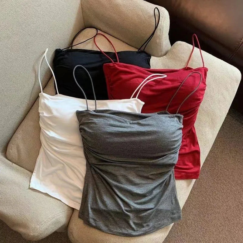 Women's Padded Tank Top With Thin Straps