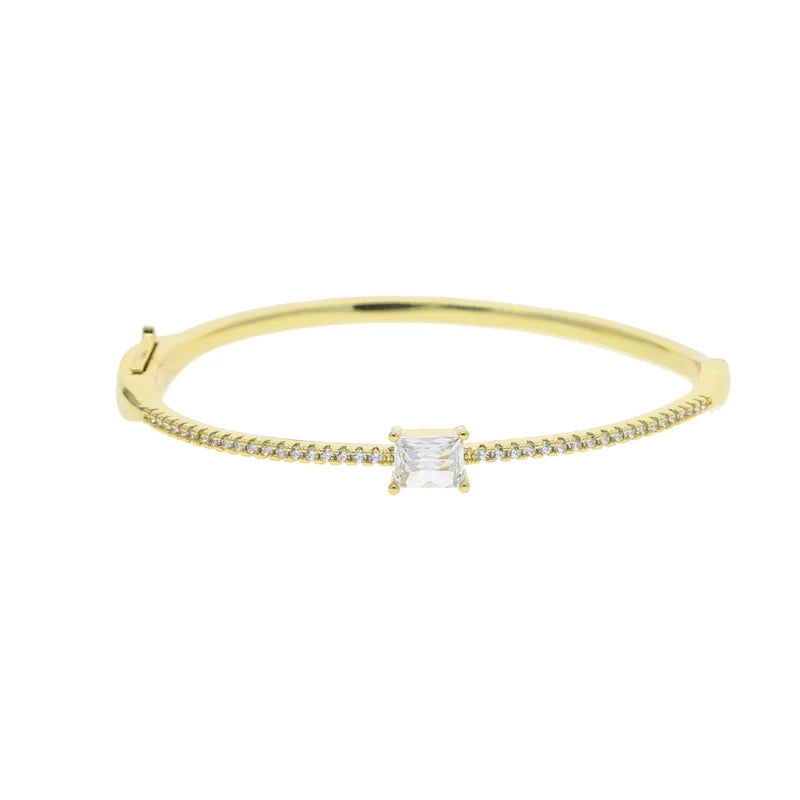 Single Heart Tear Rectangle Marquise Geometric Shaped Cubic Zirconia CZ Bangle Bracelet High Quality