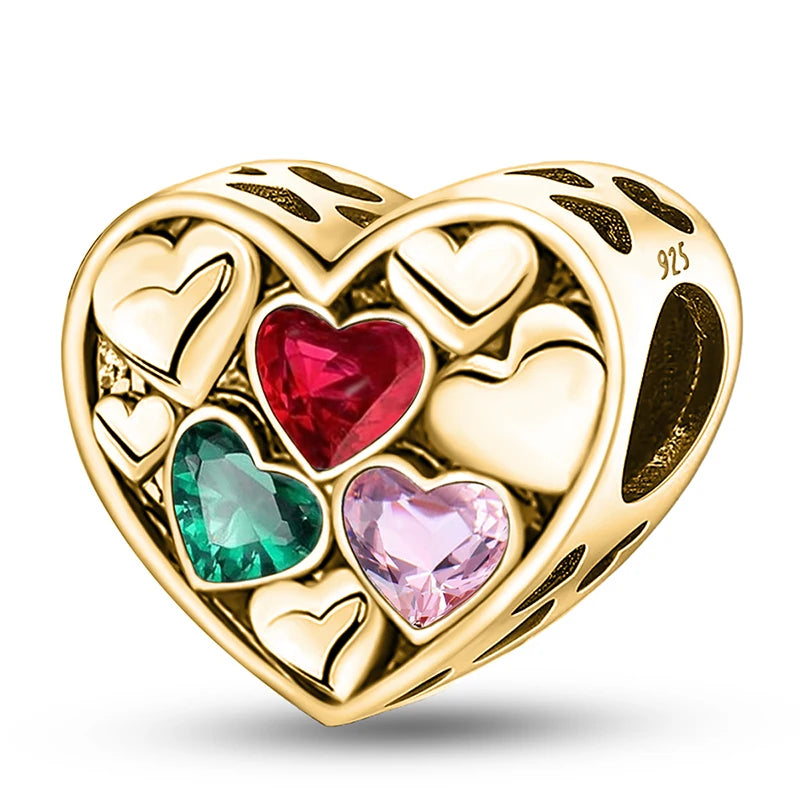 925 Silver Plated Cute Love Heart Firefly Golden Series Charms Bead Diy Bracelet Necklace Making Gift Of High Quality Jewelry