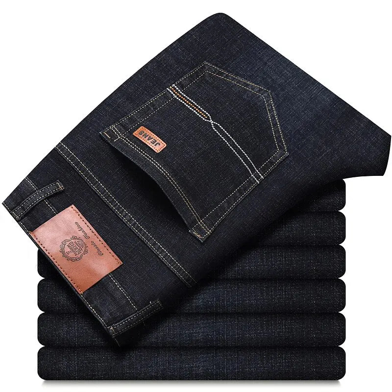 New Men Stretch Jeans Male Classic Elasticity Business jeans men fashion comfortable Solid slim straight long Denim pants