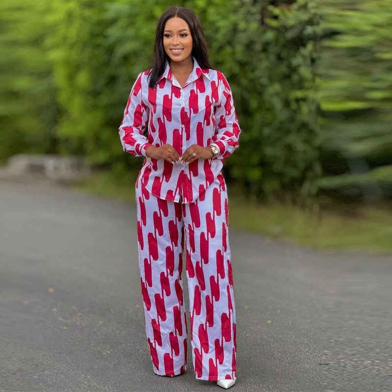 Women's Striped Long Sleeve Two Piece Set