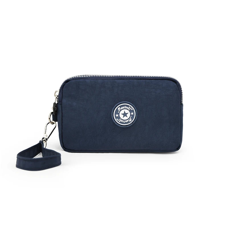 Three-layer Zipper Short Mobile Phone Bag Fashion Hand Makeup WOMEN'S Bag Portable Change Waterproof Multi-layer Pocket Bag