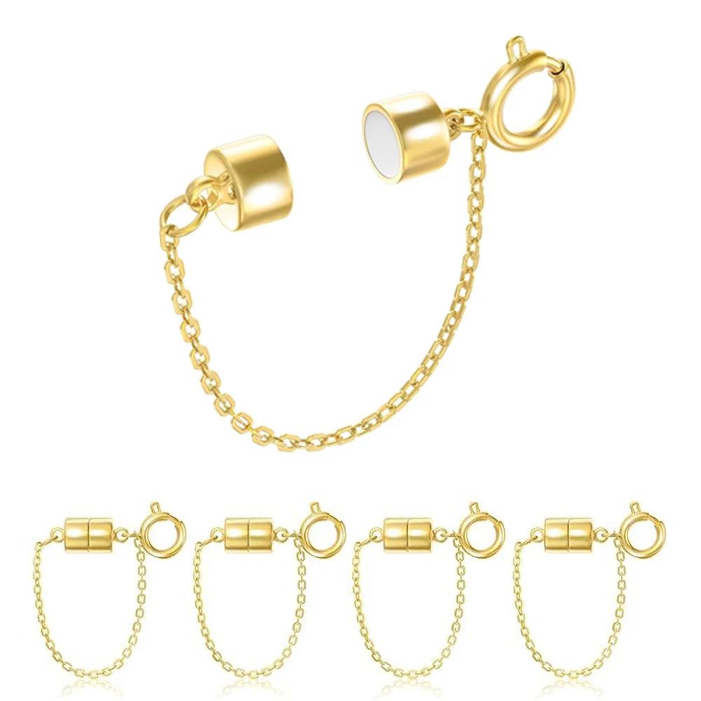 5Pcs Magnetic Bracelet Clasps and Closures with Safety Chain Never Fall Bracelet Extender Converter Magnetic Clasps for Women