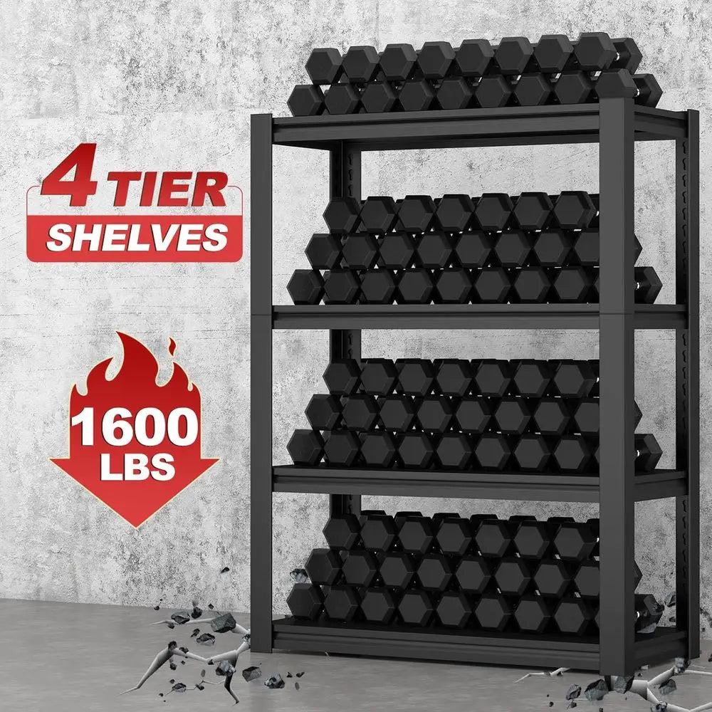 4-Shelf Heavy-Duty Metal Storage Rack, Holds 3000 lbs, 55.1x29.5x13.8 for Basement and Garage Organization