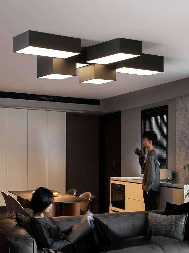 Geometric square living room light minimalist main light advanced sense creative ceiling light modern minimalist atmosphere