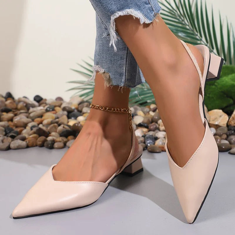 All-Match Slip On Plus Size Pumps Women Summer Party Comfortable Thick Heel Mid-Heel Pumps Woman Pointed Toe Pumps Mujer
