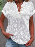 Floral Embroidered short sleeve Casual Blouse