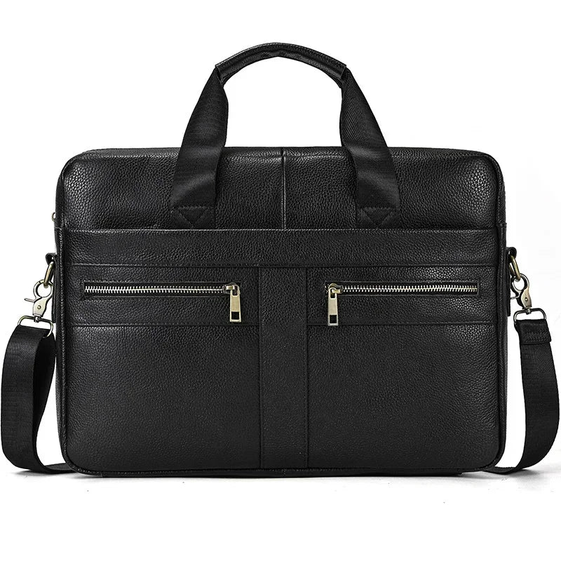 Genuine Leather Briefcase Bag for 15.6 inch laptop computer bag cowskin handbag for men male leather crossbody shoulder bag