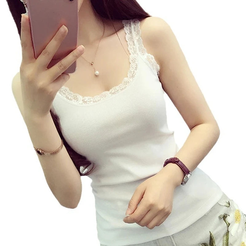 Women's Sleeveless Casual Lace Tank Top