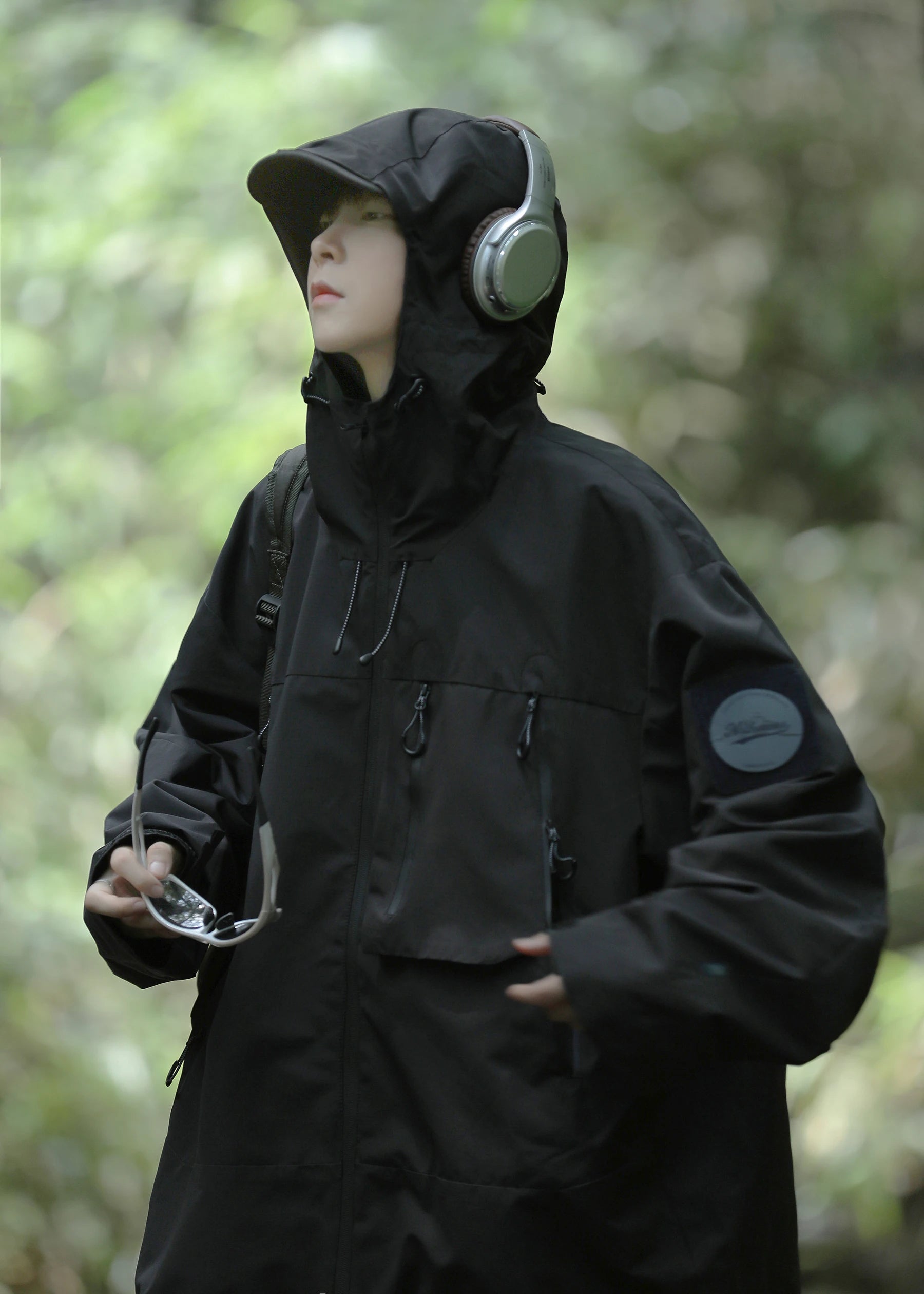 Outdoor Men's Jaet Hooded Workwear Coat Spring Autumn Loose Fit Zipper Decorated Mountain Series Anti-Wrinkle Regular Sve