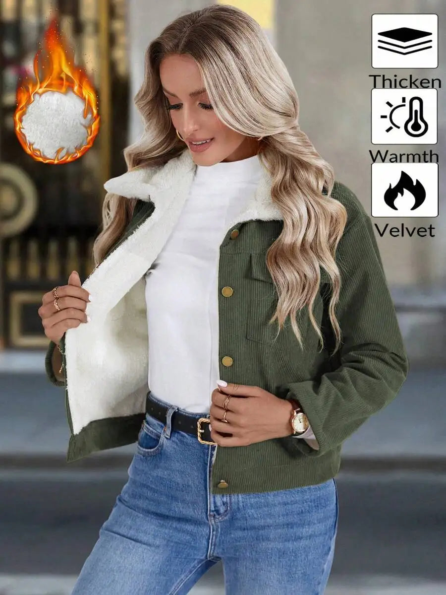 Women's Casual Corduroy Fleece Jacket