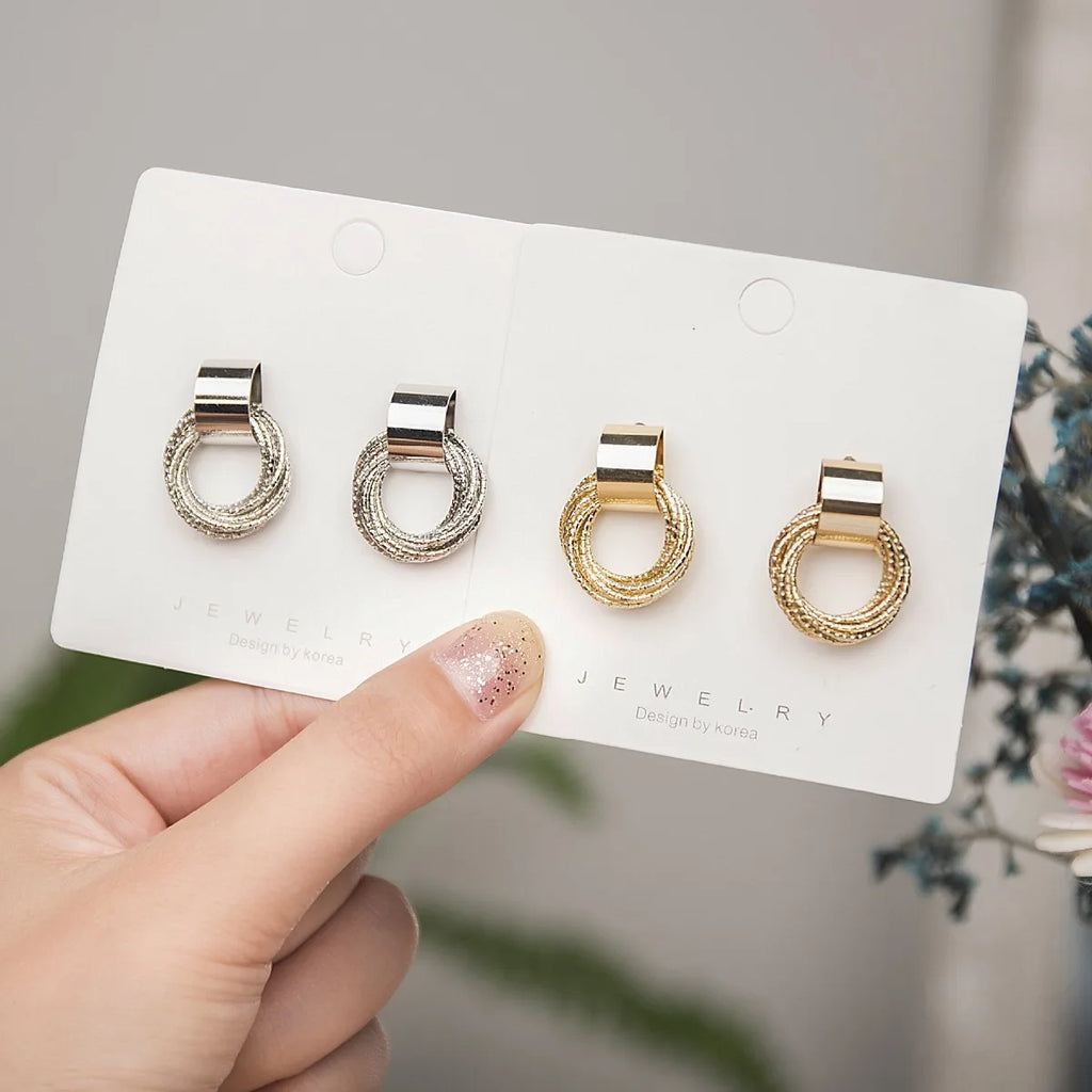 2pc Thread Ring Women Fashion Trend Light Luxury and Simple Earrings Outdoor Travel Carnival Banquet Party Holiday Dressing Gift