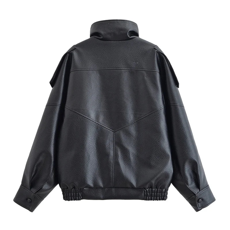 Women's Faux Leather Biker Jacket