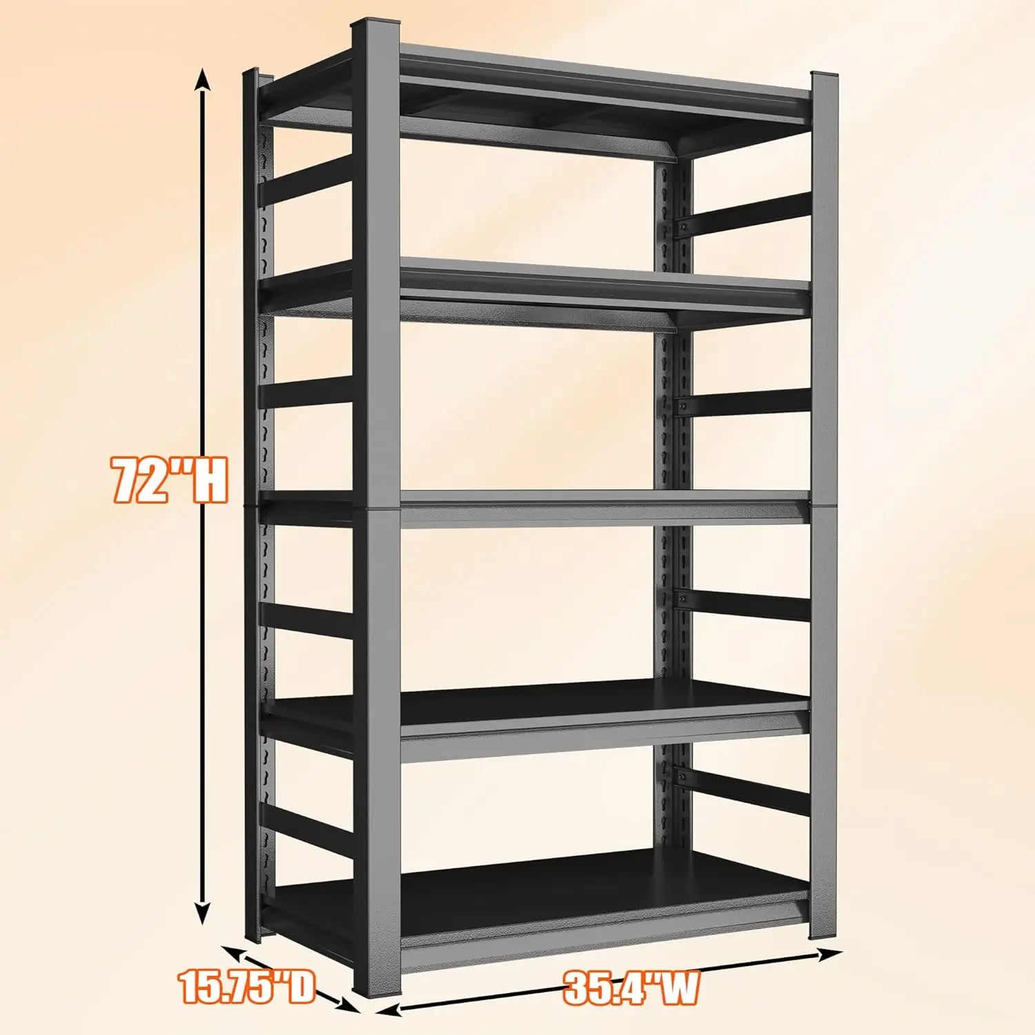 Heavy Duty Garage Shelving Rack 72 Inch 3500 LBS Capacity 5 Tier Adjustable Metal Industrial Storage Shelves for Customized
